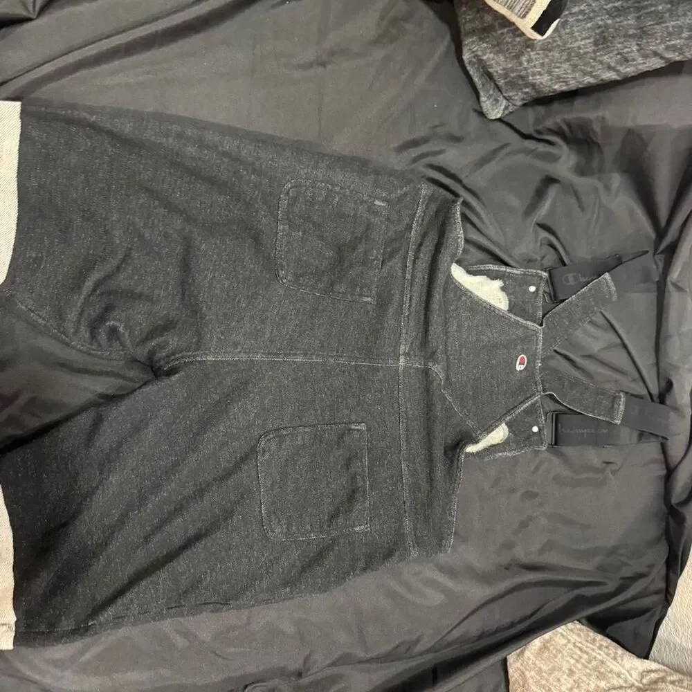 Champion Men's Black and Grey Dungarees-overalls